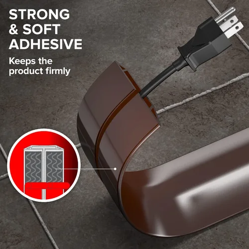 Vista 4 de Cubierta para Cables de Piso por X-Protector – Protector de Cables Sobre el Piso de 5' – Protector de Cables de Alimentación Autoadhesivo