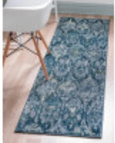 Vista 3 de Unique Loom Sumter Collection - Alfombra de área Brewton (2 pies x 6 pies, azul marino/azul)