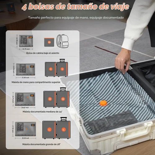 Vista 2 de Bolsas de vacío para viajes con bomba inalámbrica para equipaje o maleta Negro
