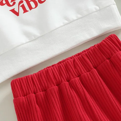Vista 6 de Ehfomius Conjunto de 2 piezas de sudadera de manga larga con cuello redondo y pantalones acampanados para bebé niña