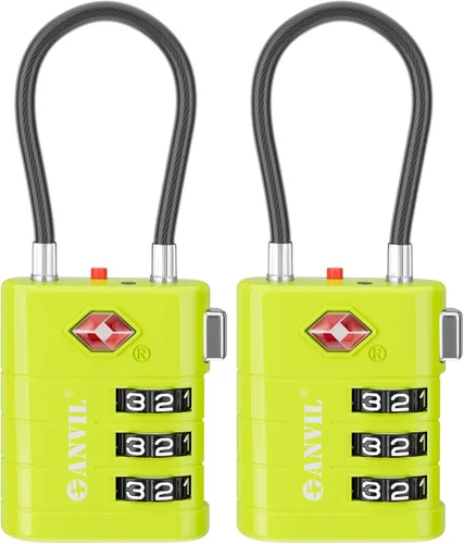 Vista 20 de ANVIL Candados para Equipaje Aprobados por TSA – Candados de Viaje de Combinación TSA008 de Alta Seguridad con Indicador de Inspección para Maletas