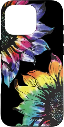 Vista 20 de Tie Dye Sunflower Phone Case Fun Colorful Retro Hippie Gift Case for iPhone 17