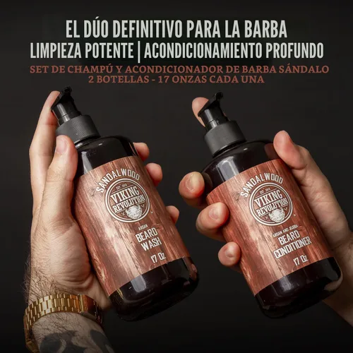 Vista 2 de Viking Revolution Set de lavado y acondicionador para barba - Sándalo - 17 oz