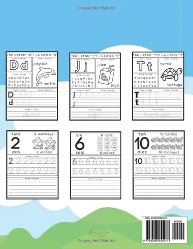 Vista 2 de Bilingual ABC and 123 Workbook English and Spanish Letters and Numbers Tracing Book for Kids Learn to Write Alphabet and Numbers Workbook for