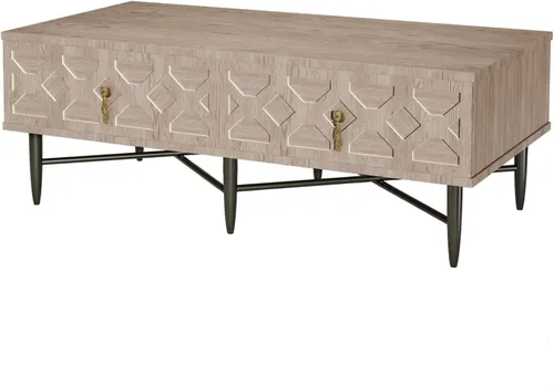 Vista 8 de NEDYO Mesa de centro moderna de mediados de siglo, mesa central decorativa tallada, mesa de té, mesa de centro de madera acanalada
