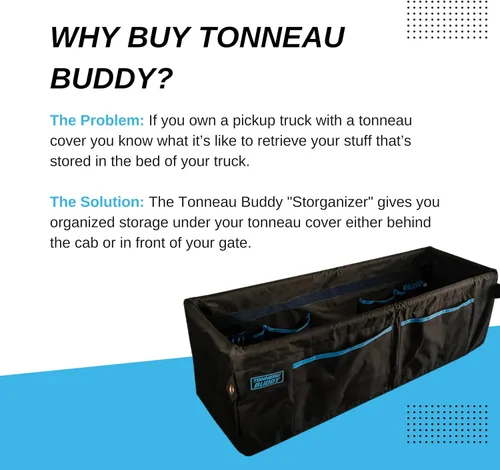 Vista 3 de Tonneau Buddy - Almacenamiento y organizador de cama de camión de tamaño mediano - 18 bolsillos organizadores, resistente al agua para camiones