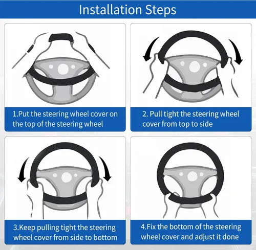 Vista 4 de GaRhomxy Funda elástica para volante de automóvil, microfibra transpirable de seda helada, protector antideslizante para volante, accesorios