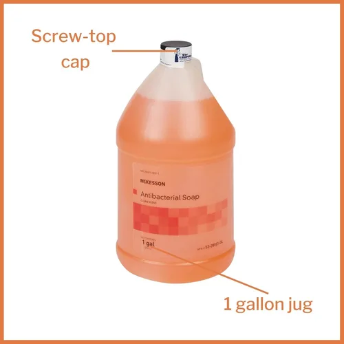 Vista 4 de McKesson Jabón líquido antibacteriano para manos, recarga, aroma limpio, 1 galón, 1 unidad Jabón antibacteriano, naranja claro, no hecho con látex