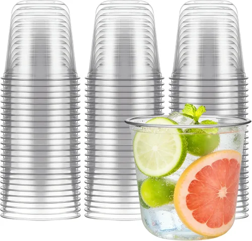 Vista 8 de Ziliny 100 copas de vino de plástico de 9 onzas sin tallo, desechables, copas de vino de plástico para fiestas, bodas, cumpleaños, cócteles
