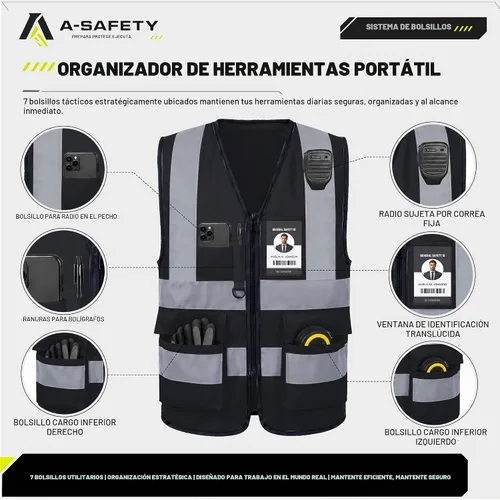 Vista 4 de XS Chaleco de seguridad negro para mujer XS