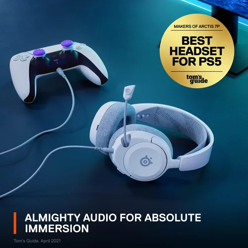Vista 3 de SteelSeries Arctis Nova 1P - Auriculares para juegos multisistema, PS5PS4, PC, Xbox, Switch, color blanco