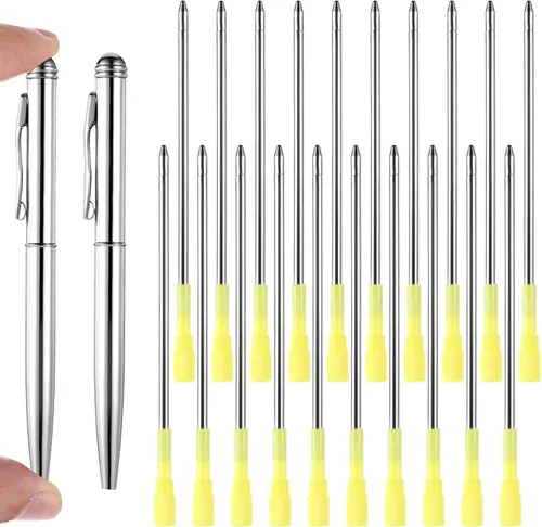 Vista 8 de Qianyu Paquete de 7 mini bolígrafos pequeños con 5 recambios de 4 pulgadas, bolígrafos de bolsillo giratorios de 4 pulgadas, cartera corta de metal