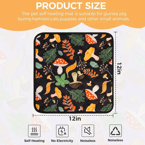 Vista 5 de Homimp 4 almohadillas para orina de conejillo de indias, autocalentables, para mantener el calor, lavables y antideslizantes, camas de animales Negro