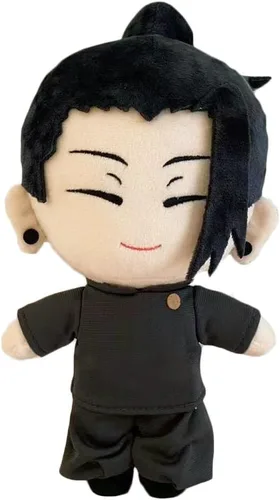 Vista 5 de JCvCX Peluche de niña de pelo negro con coleta corta, figura de anime, almohada suave para muñeca