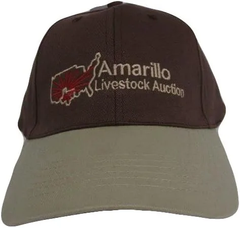 Vista 4 de AES Texas Amarillo Subasta de Ganado Marrón y Caqui Gorra Bordada Sombrero, Multi