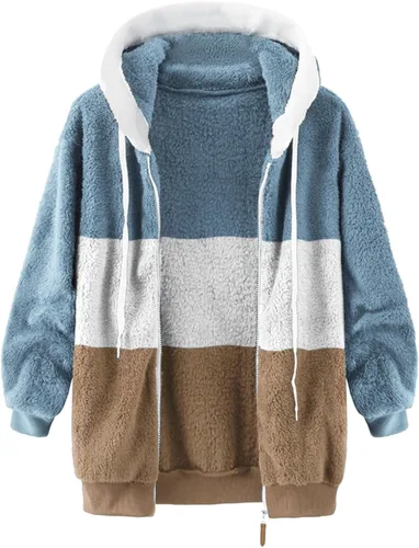 Vista 3 de Chaquetas para mujer, abrigos de lana de cordero, abrigo acolchado de piel esponjosa, abrigo cálido