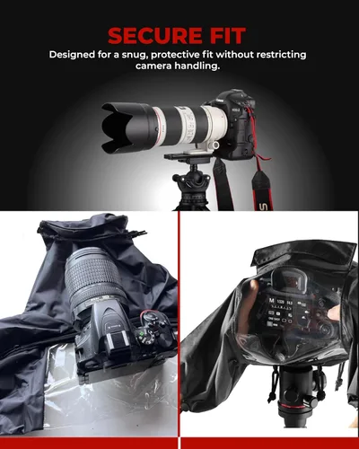 Vista 2 de REFLEX CAMERA Funda protectora universal impermeable para lluvia DSLR/SLR con mangas de cordón y ventana de visión transparente para Sony, Canon