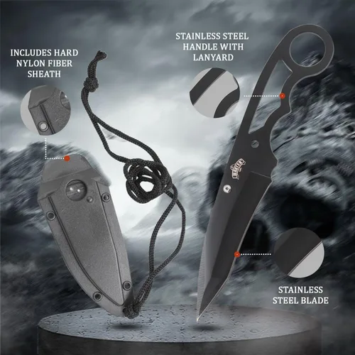 Vista 4 de Master USA MU-1119 Series Cuchillo táctico de cuello, 6.75 pulgadas en total