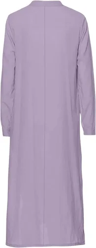 Vista 5 de LISTHA Vestido largo de manga larga para mujer, estilo caftán, de algodón, liso, de gran