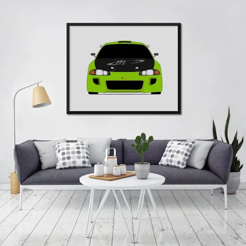 Vista 9 de Custom Car Posters Póster hecho a mano compatible con Mitsubishi Eclipse 2G DSM (1995-1999) Fast and the Furious Print Wall Art Décor Brian O'Connor