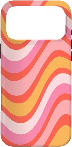 Vista 21 de iPhone 13 Pro Retro Liquid Swirl patrón de líneas onduladas rosa mandarina naranja funda