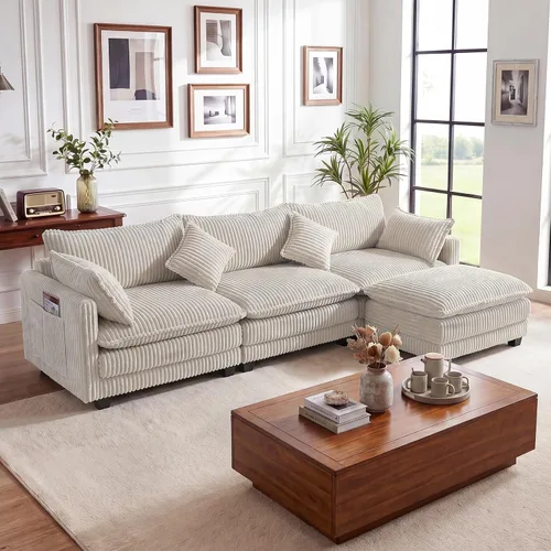 Vista 9 de Vesgantti Sofá de nube de 74 pulgadas para sala de estar, sofá modular de 2 plazas, sofá modular de pana de doble cojín, sofás pequeños de pana