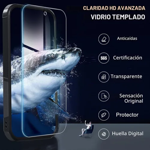 Vista 5 de Funda para Google Pixel 9A, de cuerpo completo, resistente, a prueba de golpes, con correa de cordón, protector de pantalla de vidrio templado