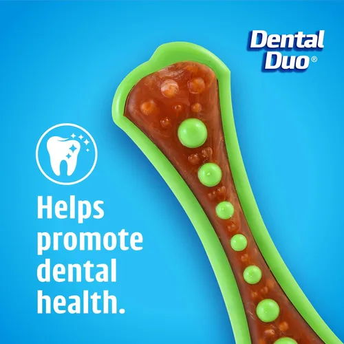 Vista 2 de Hartz Chew 'n Clean Dental Duo Juguete masticable y comestible para perros, color varía, grande, paquete de 3