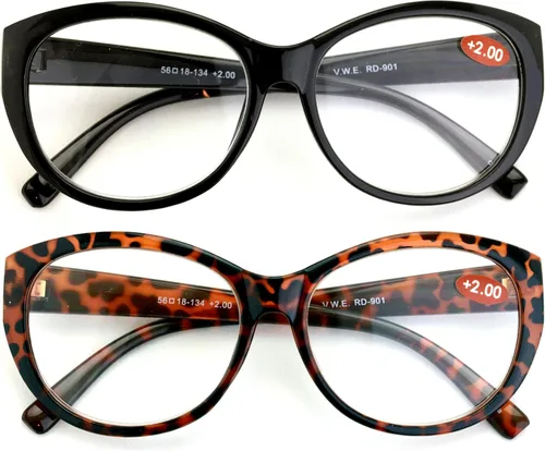 Vista 2 de 2 pares de anteojos de lectura de lujo para mujer, diseño de ojo de gato, vintage, ovalado