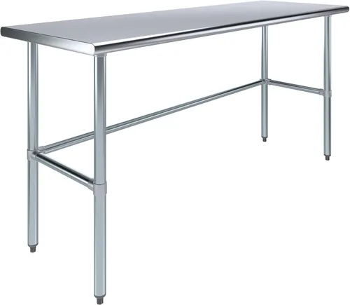 Vista 17 de AmGood Mesa de trabajo de acero inoxidable con base abierta, banco de trabajo de metal
