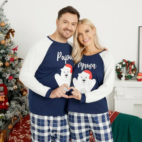 Vista 2 de Honwenle - Conjuntos de pijamas familiares de Navidad a juego, pijamas de Navidad con camiseta con estampado de Papá Noel y pantalones a cuadros