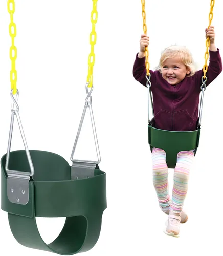 Vista 11 de Eastern Jungle Gym Asiento de columpio para niño con respaldo alto y respaldo alto Cadenas revestidas totalmente montadas Accesorio de columpio