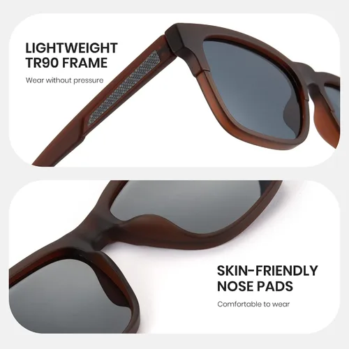Vista 4 de Cyxus 2024 Polarized Rectangular Sunglasses Men Square UV Protection Fashion TR Frame Male Shades 1001N34