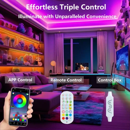 Vista 8 de WS2812b - Tira LED direccionable individualmente de 16.4 pies, 30 píxeles/m, retroiluminación para TV, aplicación Bluetooth, control remoto