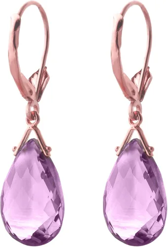 Vista 2 de Galaxy Gold GG Pendientes colgantes de oro rosa de 14 k con amatista briolette