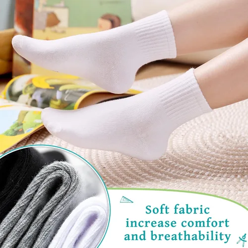 Vista 3 de Eyean Calcetines Deportivos Tipo Crew para Niños y Niñas de Algodón para Uniforme Escolar Casuales Básicos 6 Pares