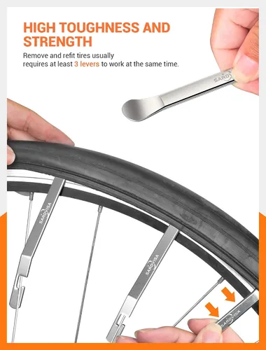 Vista 4 de SARDVISA Palancas de neumáticos de bicicleta Palancas de neumáticos ultra fuertes y cucharas de neumáticos de acero inoxidable, herramienta