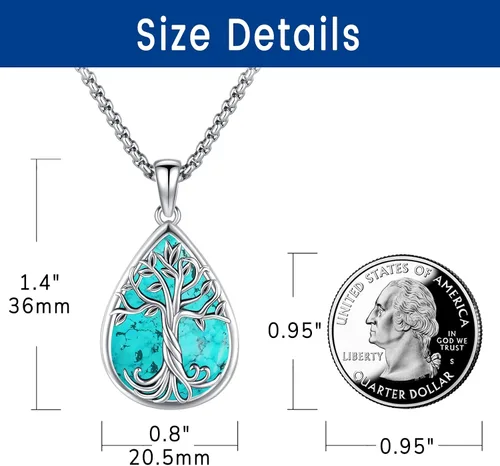 Vista 157 de Joyas de turquesa para mujeres y hombres de plata de ley 925 con colgante de urna para cenizas, collar con medallón de imagen, martillo de Thor