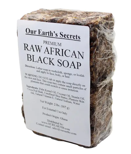 Vista 6 de Jabón negro Our Earth's Secrets crudo africano, 1 libra