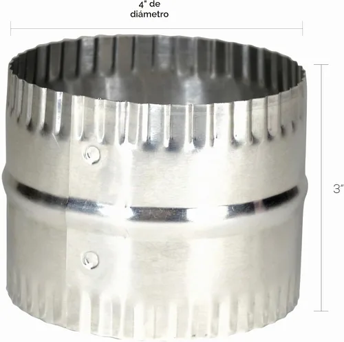 Vista 4 de Deflecto Conector de conducto de 4", aluminio con cuentas y engarzado, plata, 3" de largo (DAC4C)
