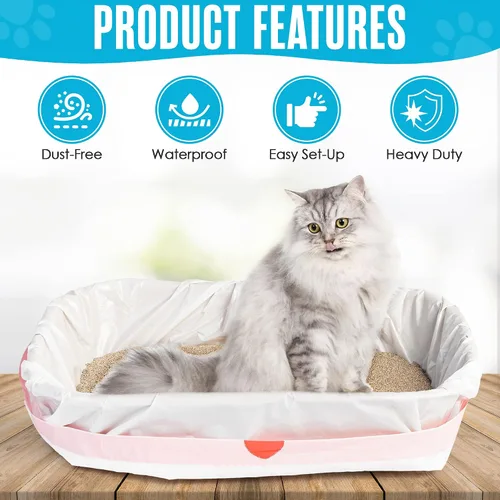 Vista 4 de Houseables Bolsas de arena para gatos, forros de caja de arena, bolsas de caja de arena, bolsas de caja de arena, paquete de 30, para bandeja