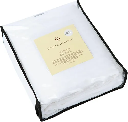 Vista 7 de CUDDLE DREAMS Edredón de seda para primavera/verano/otoño, 100% relleno de seda de hilo largo, natural y transpirable (tamaño niño/bebé)