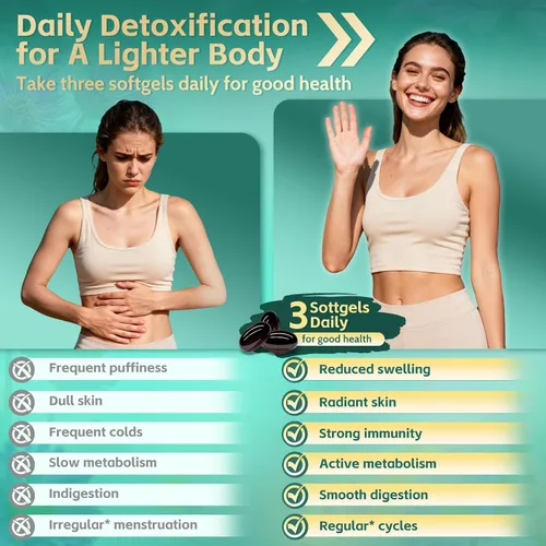 Vista 7 de Suplementos de drenaje linfático liposomal 21 en 1, cápsulas blandas, suministro para 100 días, soporte del sistema linfático de 6000 mg para 1