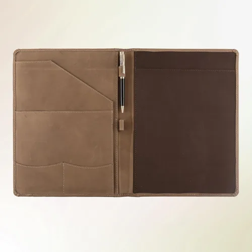 Vista 8 de Succor Portafolio de cuero genuino, carpeta profesional de negocios y organizador de carpeta de cuero con soporte para documentos para hombres