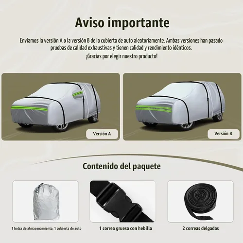 Vista 2 de TUCAREST - Funda de auto completa de 6 capas de alta calidad, diseño de cremallera de carcasa dura, impermeable, resistente a la intemperie Tira
