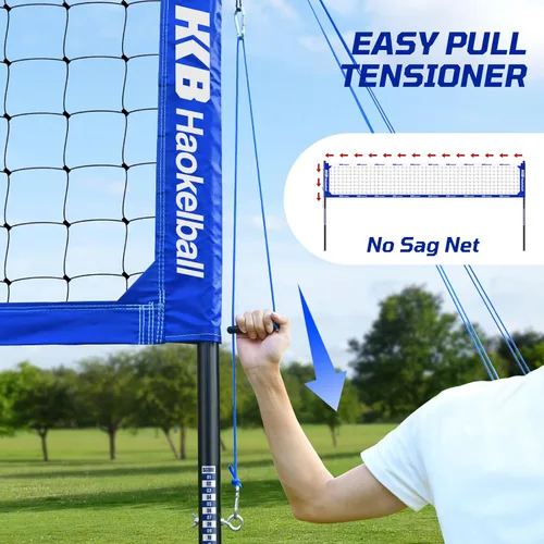 Vista 3 de Outdoor Volleyball Net for Backyard, 32FT Anti-Sag Net with Steel Poles
