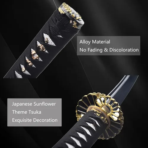 Vista 5 de Katana afilada hecha a mano, arcilla tradicional de acero templado 1060/9260/T10, espada Katana real de espiga completa, auténtica espada samurái