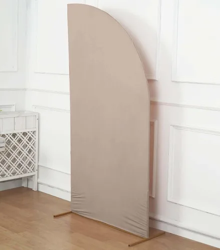 Vista 120 de Efavormart - Juego de 4 fundas de elastano beige para arco de media luna, fundas de telón de fondo Chiara de 2.5 pies a 7 pies para escenarios