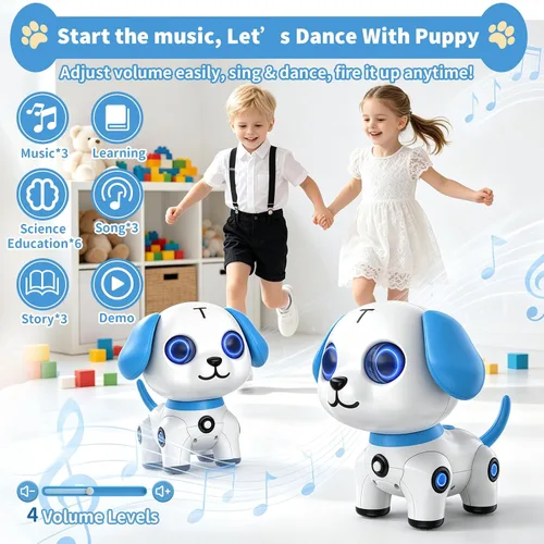 Vista 6 de Perro robot inteligente, mascota interactiva para cachorros con función de Azul