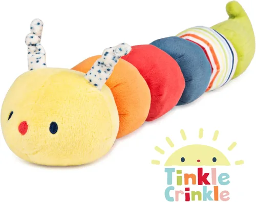 Vista 4 de GUND Baby Tinkle Crinkle Collection Essential Caterpillar - Peluche sensorial, 14 pulgadas Oruga multicolor